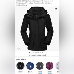 CAMEL CROWN Womens Waterproof Ski Jacket 3-in-1 Winter Coat